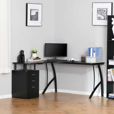The Range L Shaped Desk - Black
