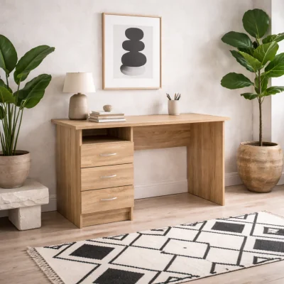 The Range Billabong Natural Oak 3-Drawer Office Desk - Oak Finish