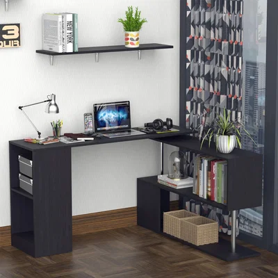 The Range Rotating Corner Desk- White - Black