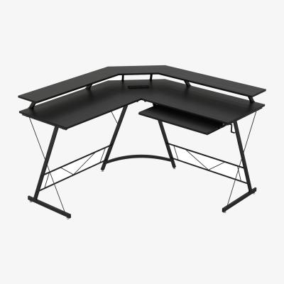 The Range L-shaped Computer Desk with Keyboard Tray - Black