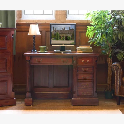 The Range La Roque Single Pedestal Computer Desk - Rich Mahogany