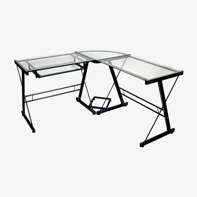 The Range Lexon Corner Desk - Black with Clear Top