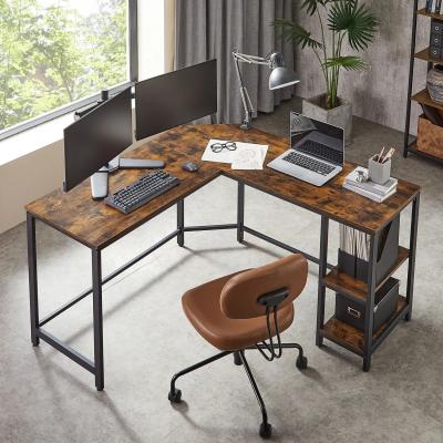 The Range L-Shaped Desk with Storage - Brown
