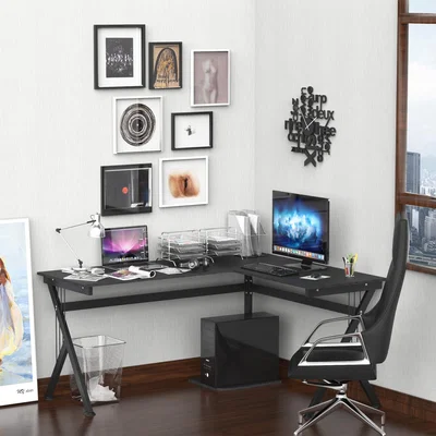The Range L Shaped Corner Computer Desk  - Black
