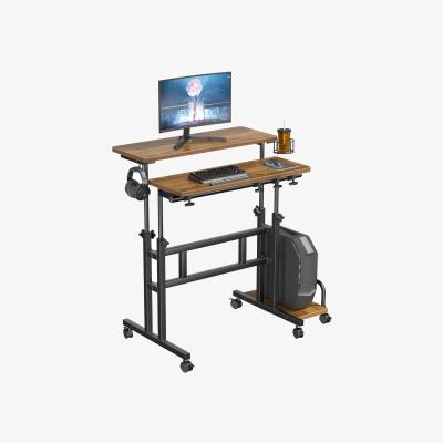 The Range Standing Rolling Laptop Desk with Cup Holder - Brown