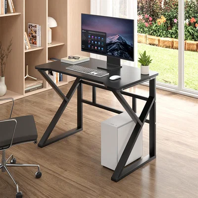 The Range K Shaped Frame Office Computer Desk - Black