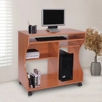 The Range Movable Computer Office Desk - Cherry