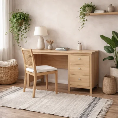 The Range Wyld Haus Gossmere Jackson Hickory Oak Effect Office Desk, 3 Drawers - Jackson Hickory oak effect