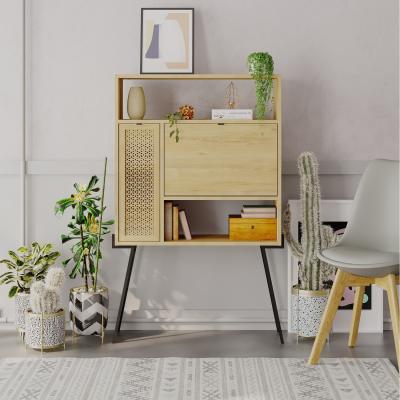 The Range Naive Multipurpose Desk with Shelves and Laser-Cut Doors - Oak