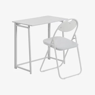 The Range Deluxe Folding Chair and Wooden Desk Set - White