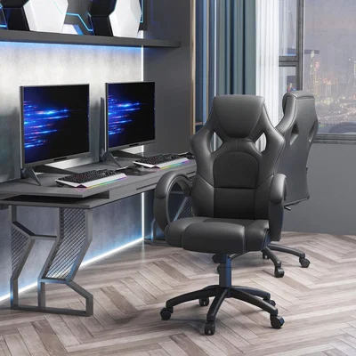 The Range Executive Swivel Racing Gaming Office Chair Computer Desk Chair - Black / pu Sponge Nylon Steel