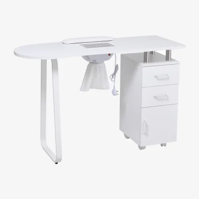 The Range Wooden Nail Station with Dust Collector - White