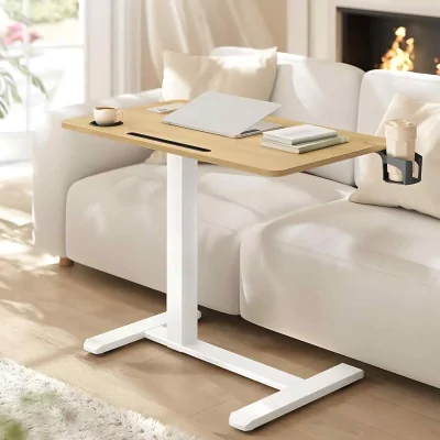 The Range Mobile Overbed Desk Adjustable Wheels, Oak - Golden Oak