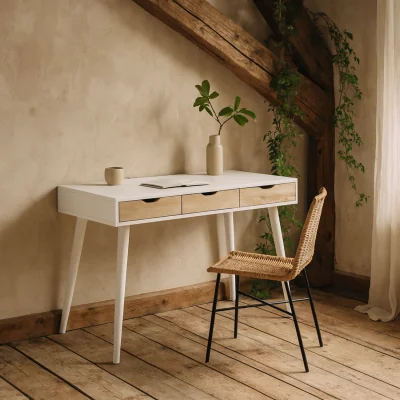 The Range Dresden Office Desk Top Sonoma Drawers 3 Drawer - White