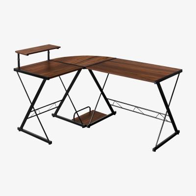 The Range Costway L-Shaped Corner Computer Desk -  Walnut
