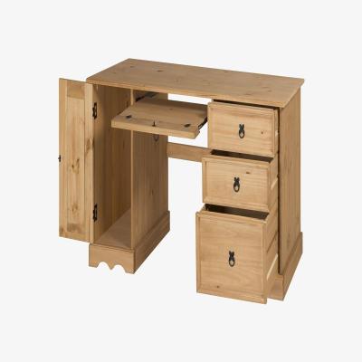The Range Computer Desk Rustic Pine Wood Style - Brown