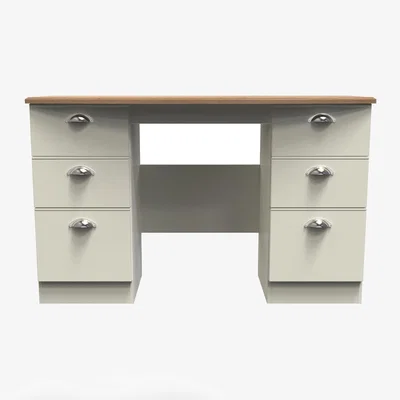 The Range Victoria Ready Assembled Double Pedestal Desk - Cream Ash & Riviera Oak