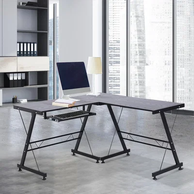 The Range Office L Shaped Straight Corner Desk - Black