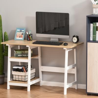 The Range Compact Computer and Writing Desk with Shelf - Natural Wood Color