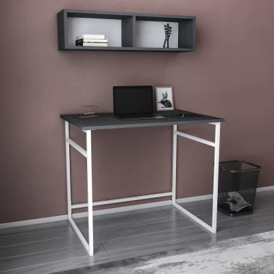 The Range Hussum Study Desk - White and Anthracite