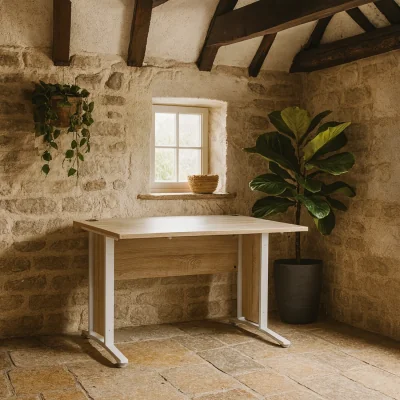 The Range Dris Natural Effect Desk with Legs - White