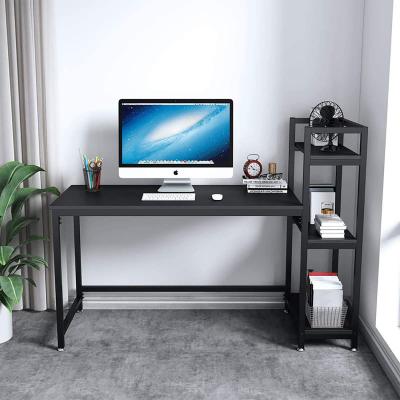 The Range Computer Desk with Storage Shelves Modern Steel Frame Wood Desk - black