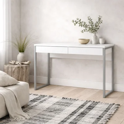 The Range Billabong Gloss Office Desk with 2 Drawers - White