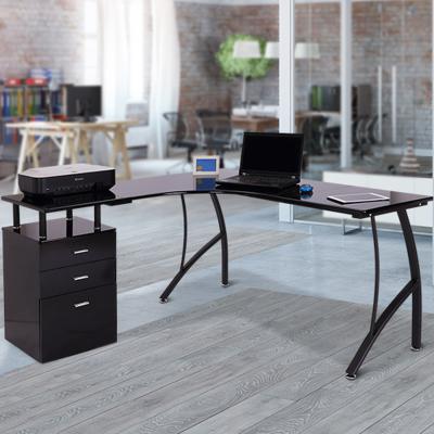 The Range Corner Study Table L Shaped Desk - Black