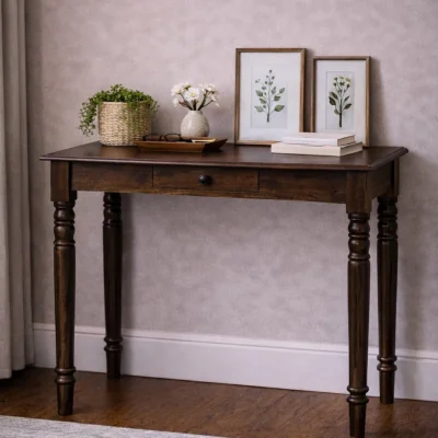 The Range Solid Wood Heritage Turned-Leg Desk - Brown