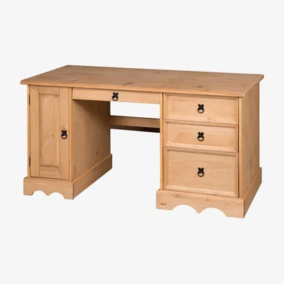 The Range Corona Straight Computer Desk - Antique Wax