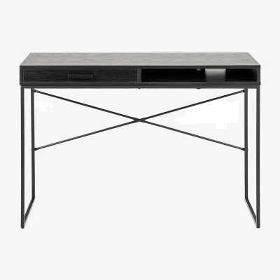 The Range Seaford 1 Drawer Office Desk in Ash Black - Black
