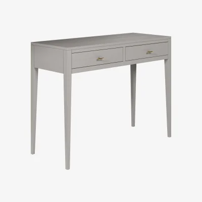 The Range Valencia Mist Grey 2-Drawer Desk with Brass Handles - Grey