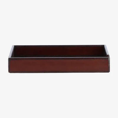 The Range Elegant Leather Desk Paper Tray - Chestnut