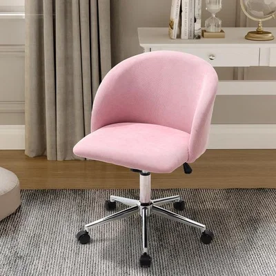 The Range Executive Leisure Velvet Swivel Padded Computer Desk Chair Home Office - Pink