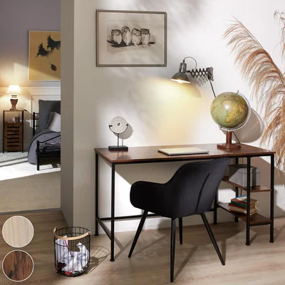 The Range Donegal Desk with Built In Shelves - Industrial Wood Light, Oak Sonoma