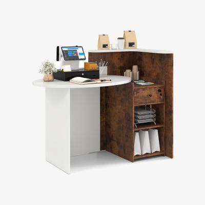 The Range Reception Desk Computer Workstation - White & Brown