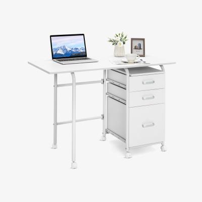 The Range Folding Wheeled Computer Desk Table-White - White