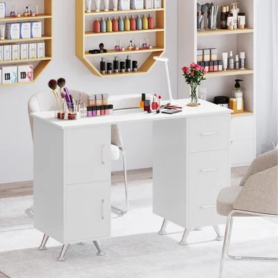 The Range Nail Desk Nail Tech Table Station - White