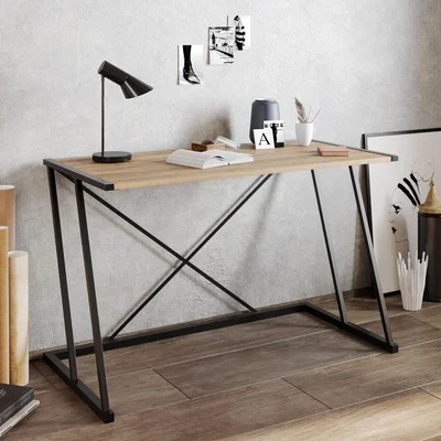 The Range Anemona Modern Desk - Black and Walnut