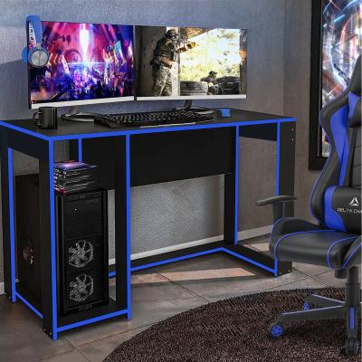 The Range Ross Gaming Desk Computer Table Workstation, Black With Bright Trim - Black