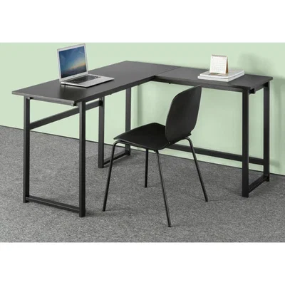 The Range Tobias Black Wood  Metal Corner Desk for Home Office - Black