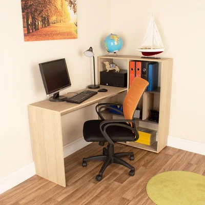 The Range Harvard Home Office Corner Desk and Chair set HR104 and LFCH27-OR - Washed oak & carbon grey oak effect