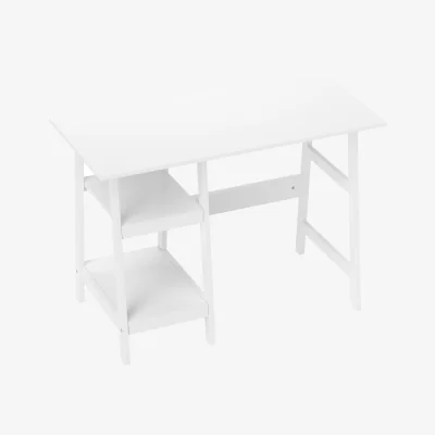The Range Compact Computer Desk with Storage Shelves - white