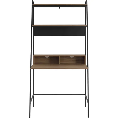 The Range Ladder Computer Desk with Shelves - White