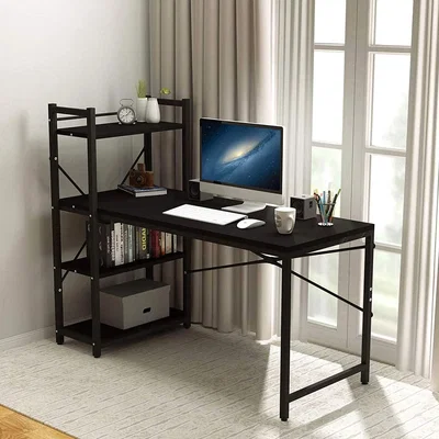 The Range Dprodo Tower Computer Desk with 4 Tier Storage Shelves - Black