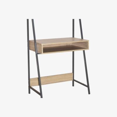 The Range Ladder bookcase desk with oak effect and grey metal frames  - Oak effect