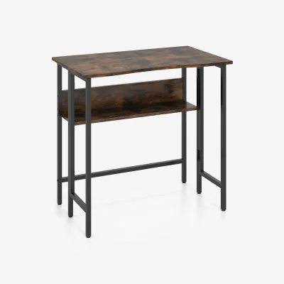The Range 80 CM Small Folding Computer Desk with Storage Shelf - Brown