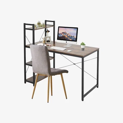 The Range Computer Desk With Storage Shelves - Brown