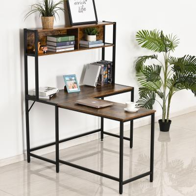 The Range Industrial L Shaped Work Desk and Storage Shelf - Brown