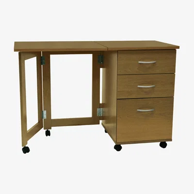 The Range 3 Drawer Folding Office Storage Filing Desk  Workstation - Oak - Oak